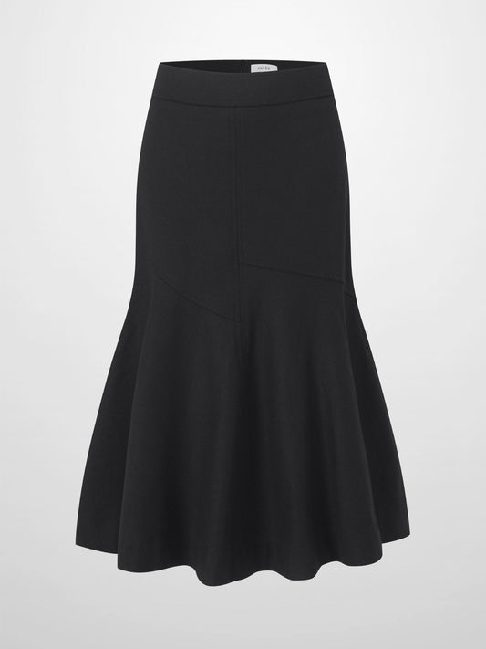 Wool Blend Short Panel Skirt-Black-0