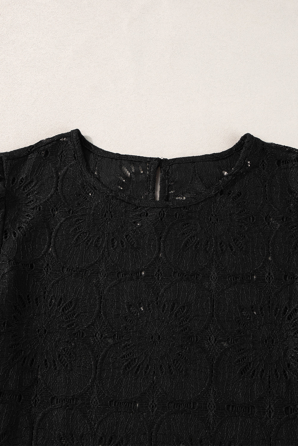 Eyelet Jacquard Keyhole Blouse