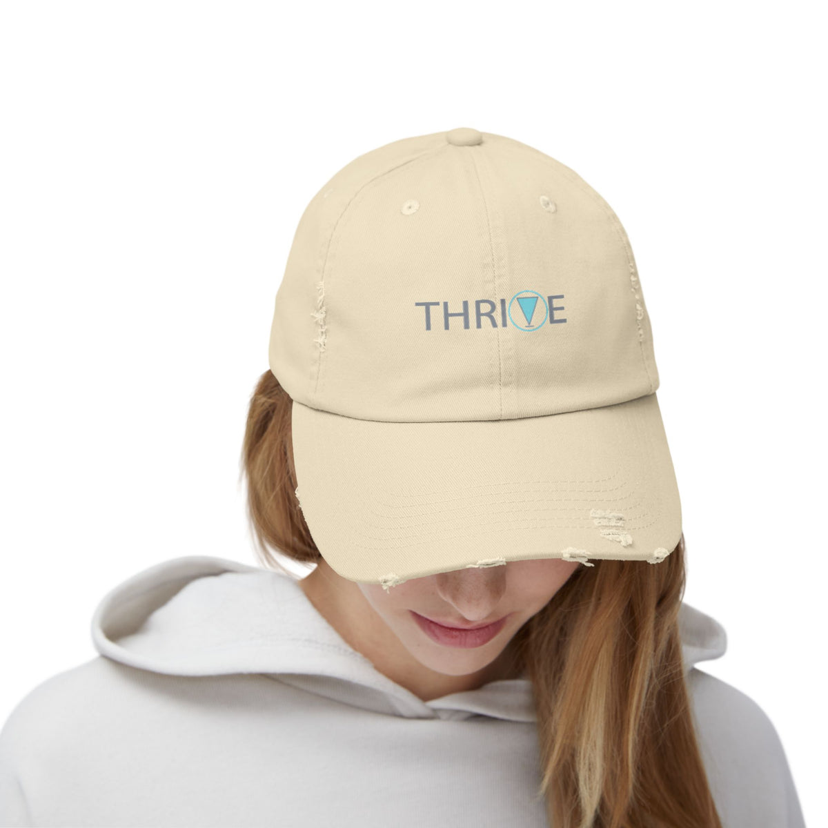 Thrive Embroidered Distressed Hat in multiple colors