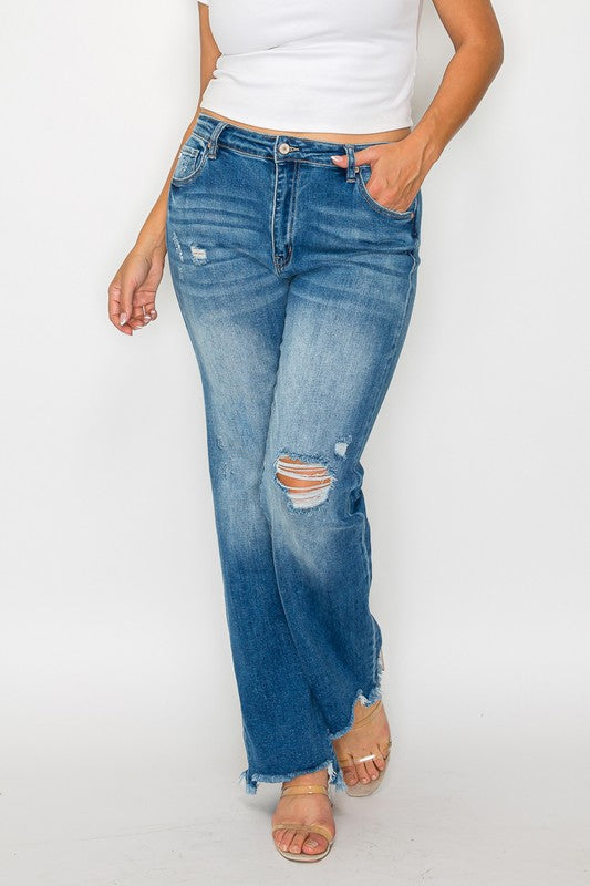 The Val Jean - Mid Rise Raw Hem Distressed Straight by bytos