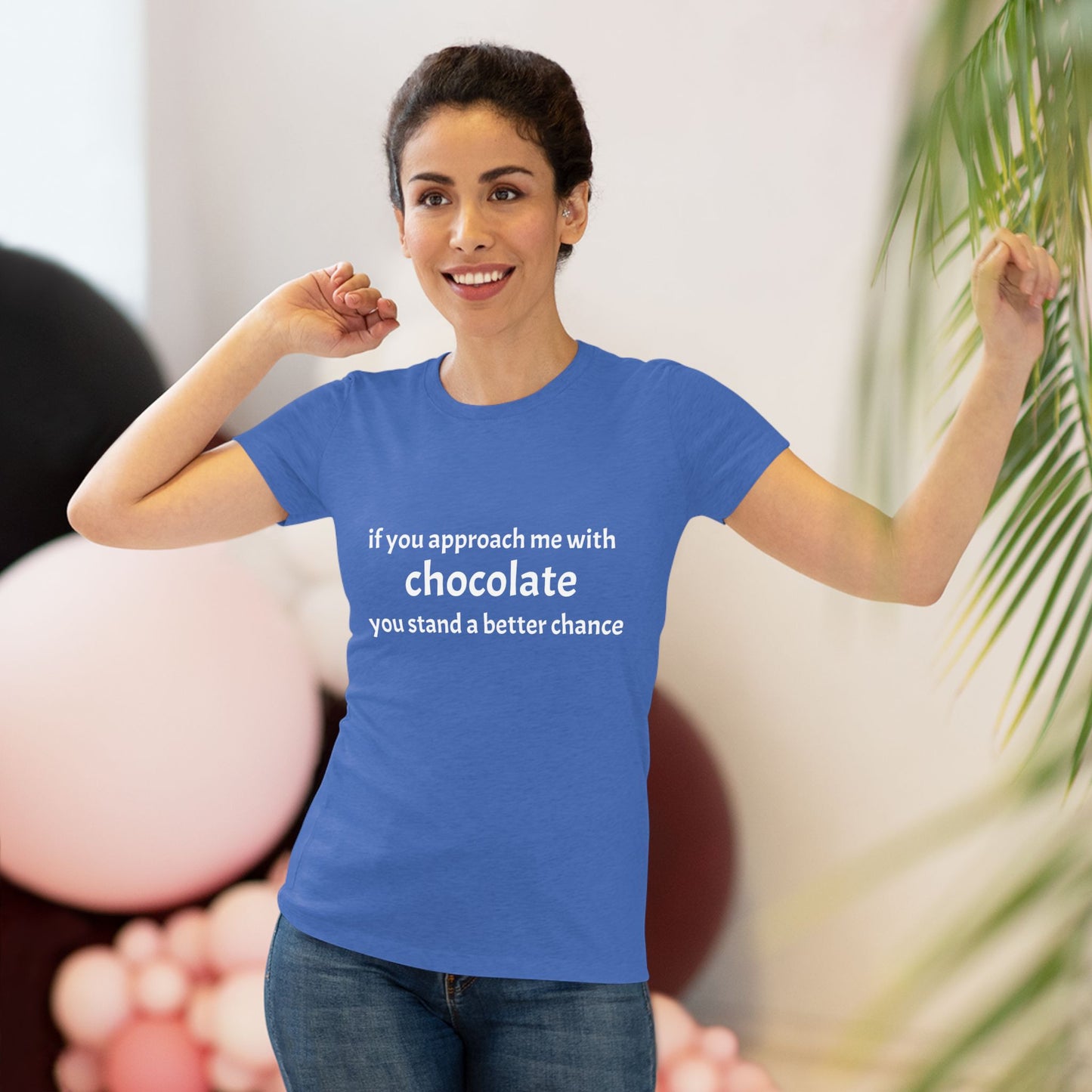 Approach with Chocolate NL Tee- white font in multiple colors