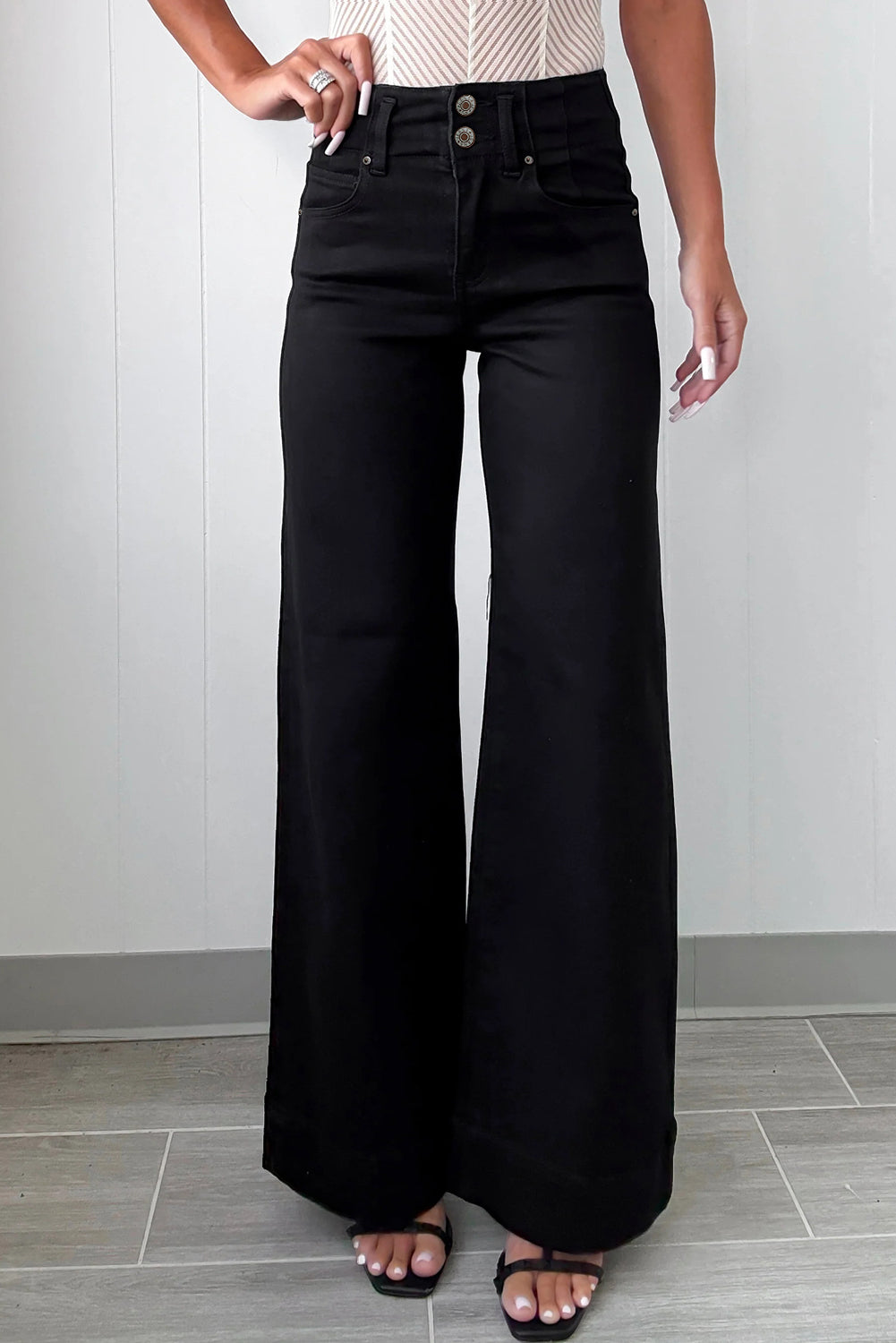 The Jane Jean - 2-Button High Waist Flared
