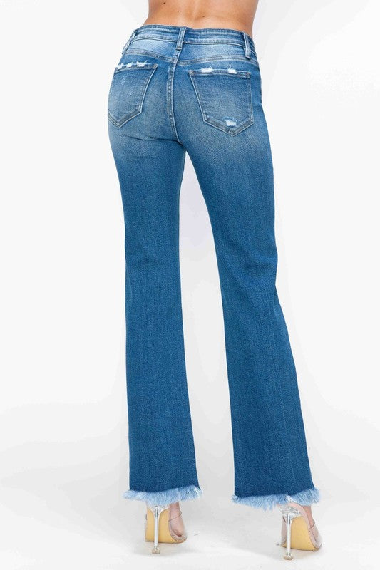 The Val Jean - Mid Rise Raw Hem Distressed Straight by bytos