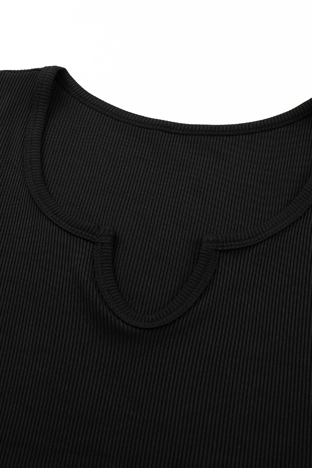 Split Neck Ribbed Tank Top