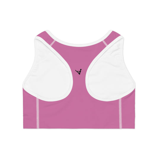 Pink Moisture-Wicking Sports Bra with White or Black Stitching