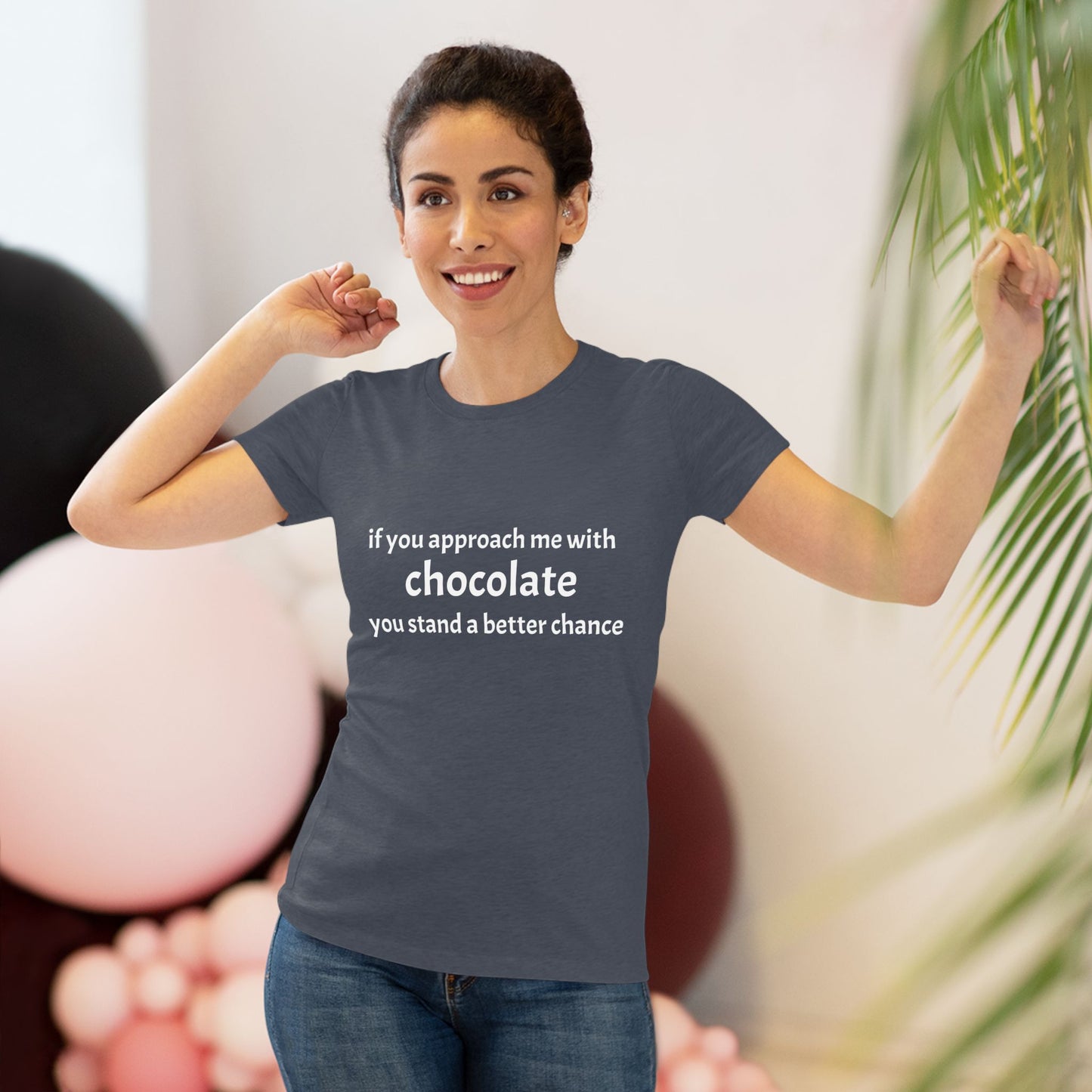 Approach with Chocolate NL Tee- white font in multiple colors