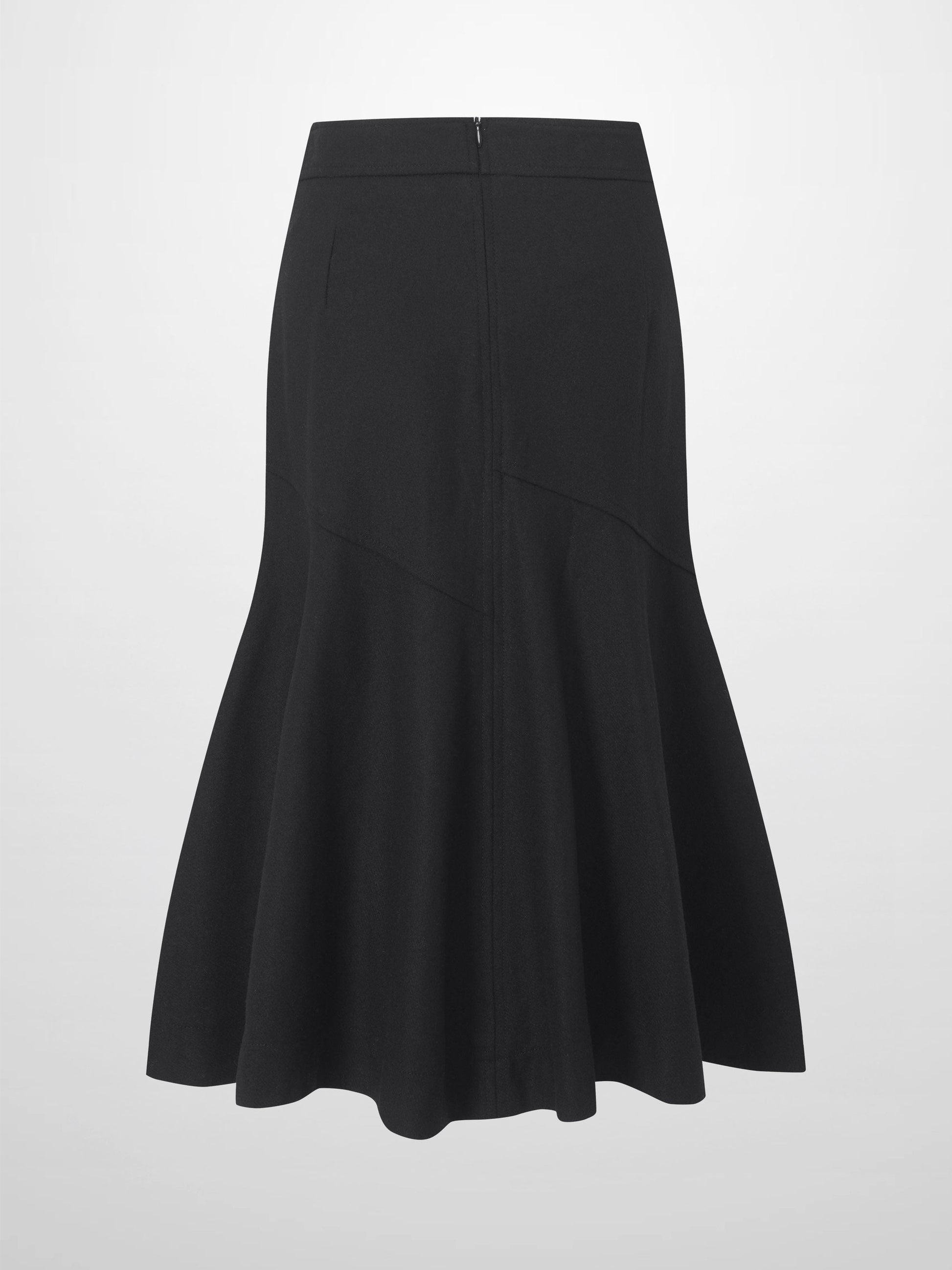 Wool Blend Short Panel Skirt-Black-1
