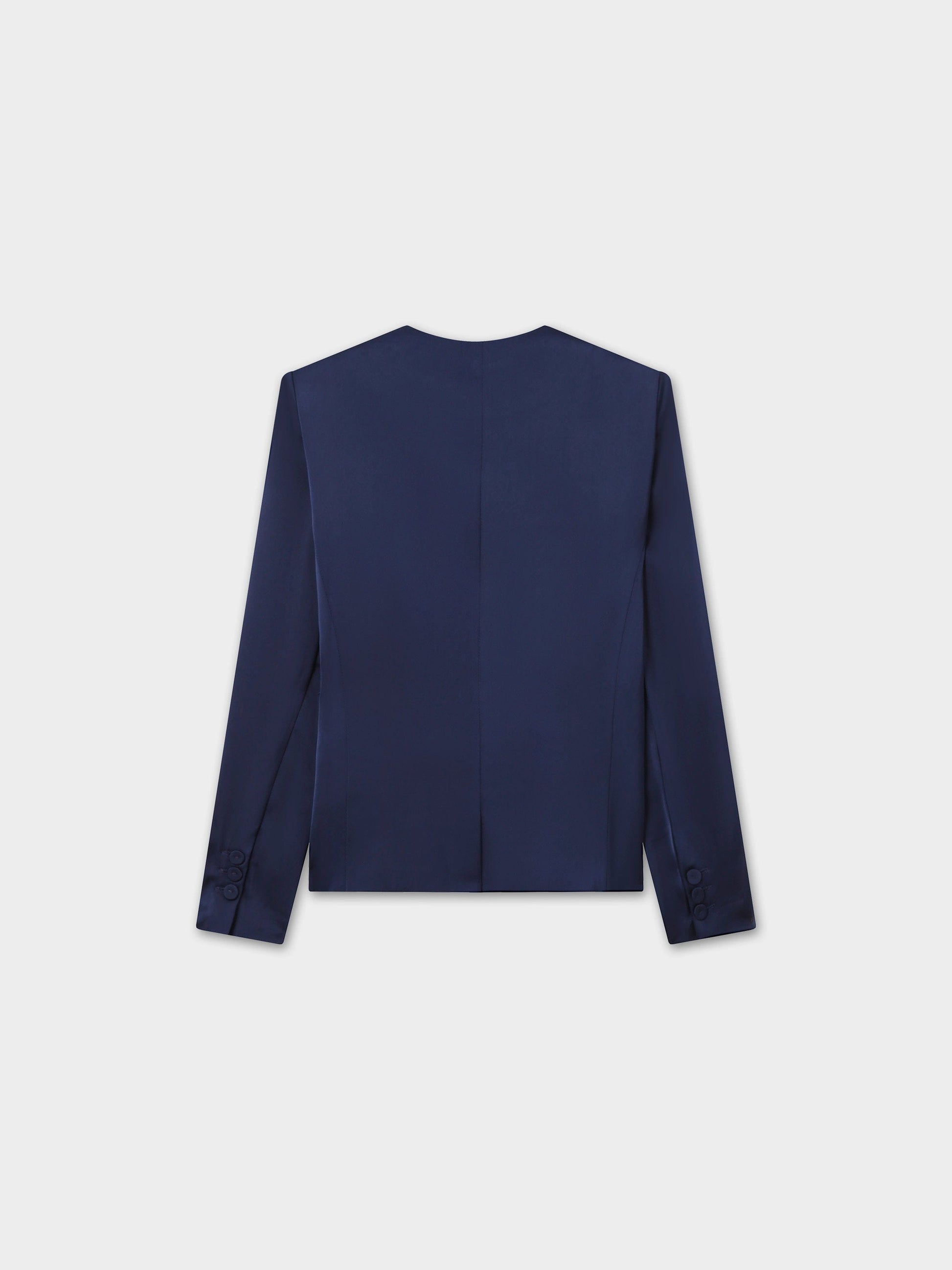 Satin Evening Blazer-Navy-1