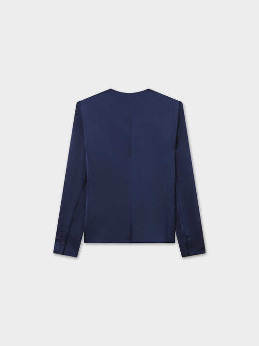 Satin Evening Blazer-Navy-1