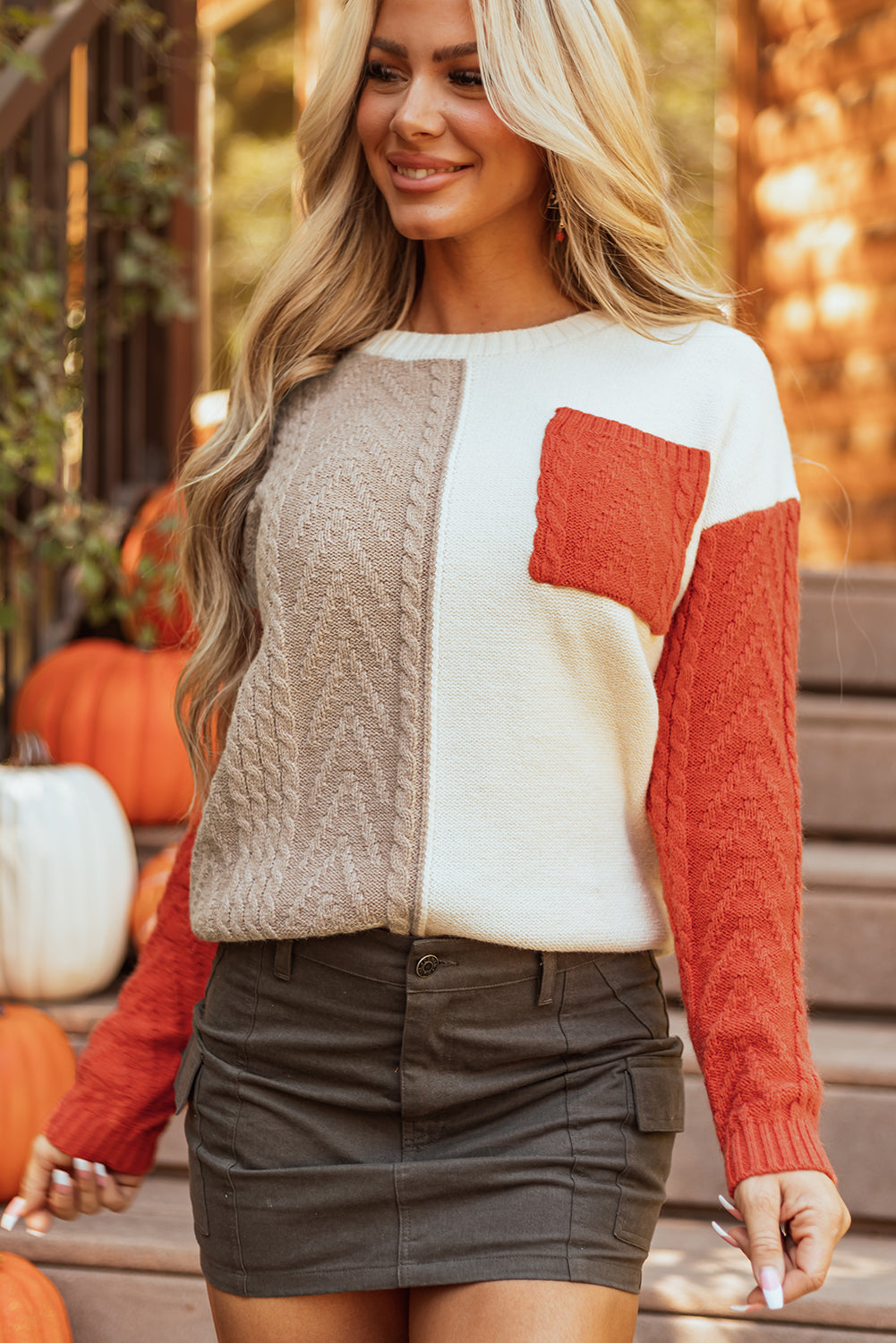 Evelyn Patched Drop Shoulder Sweater in multiple colors