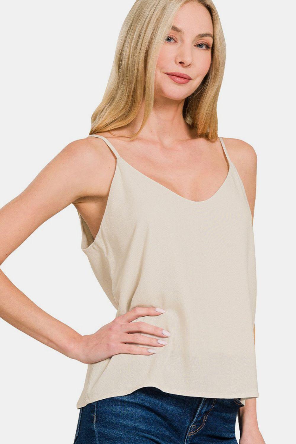 Zenana Two Layered Spaghetti Strap Cami-0