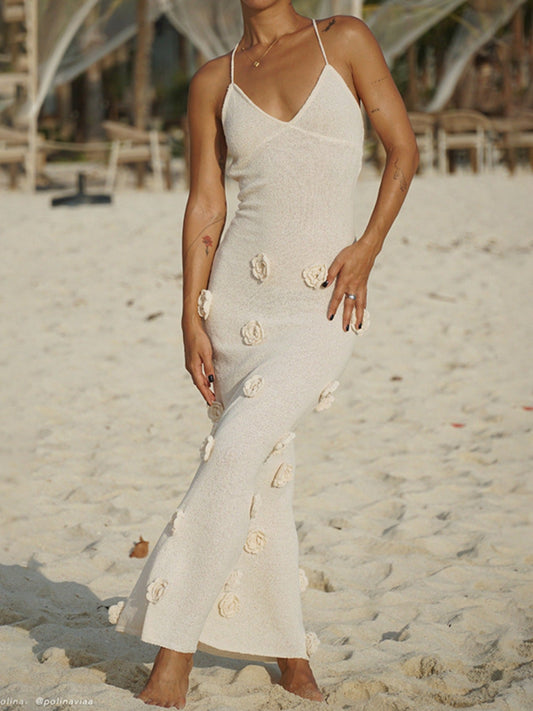 Floral Appliqué Knit Cover Up/Dress in multiple colors