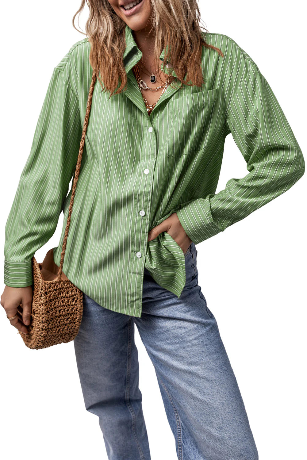 Striped Button Down Long Sleeve Shirt in multiple colors