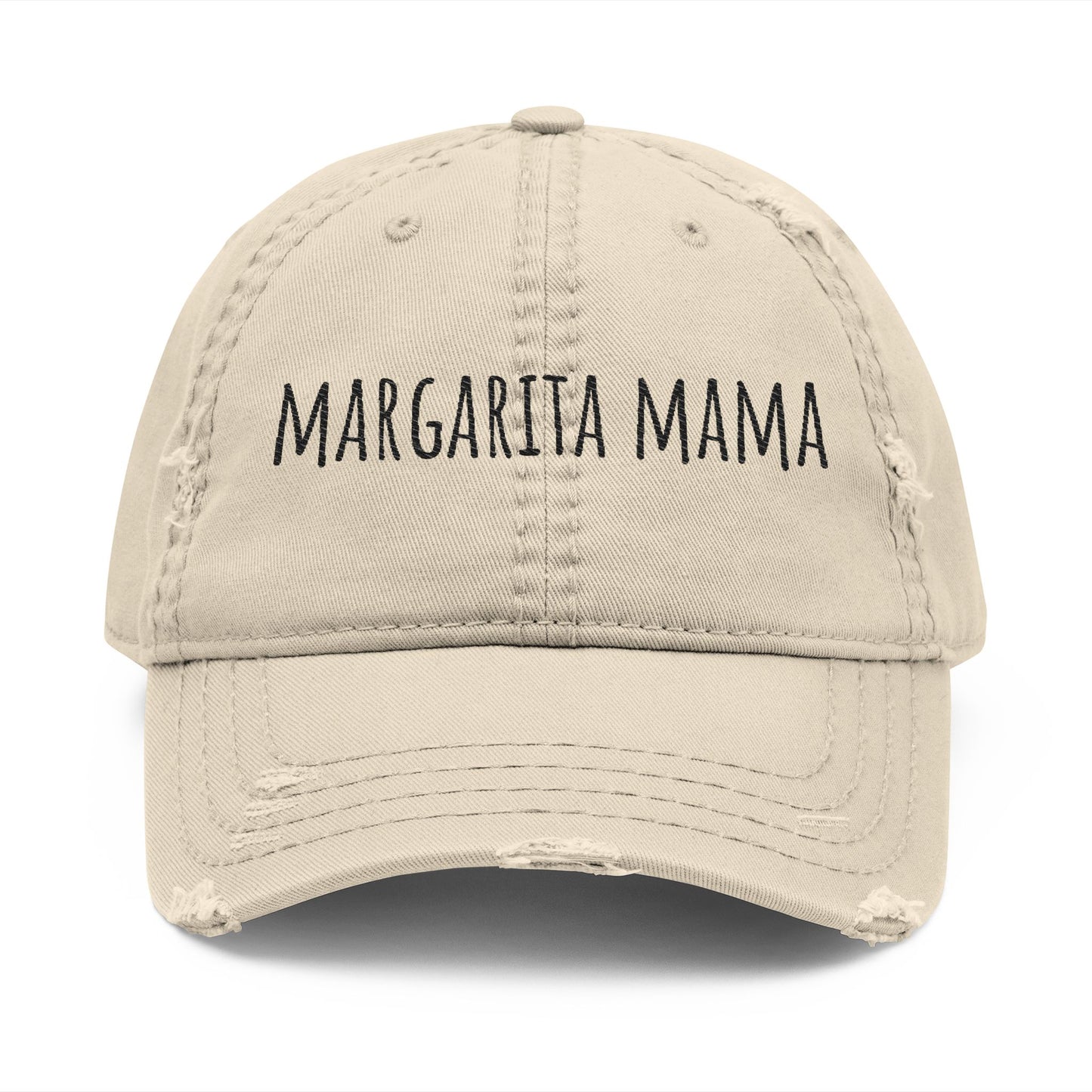 Margarita Mama Distressed Embroidered Cap - black font