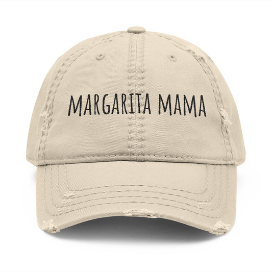 Margarita Mama Distressed Embroidered Cap - black font