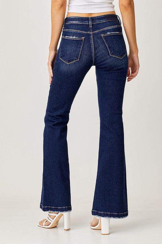 RISEN Full Size Low Rise Flare Jeans-1
