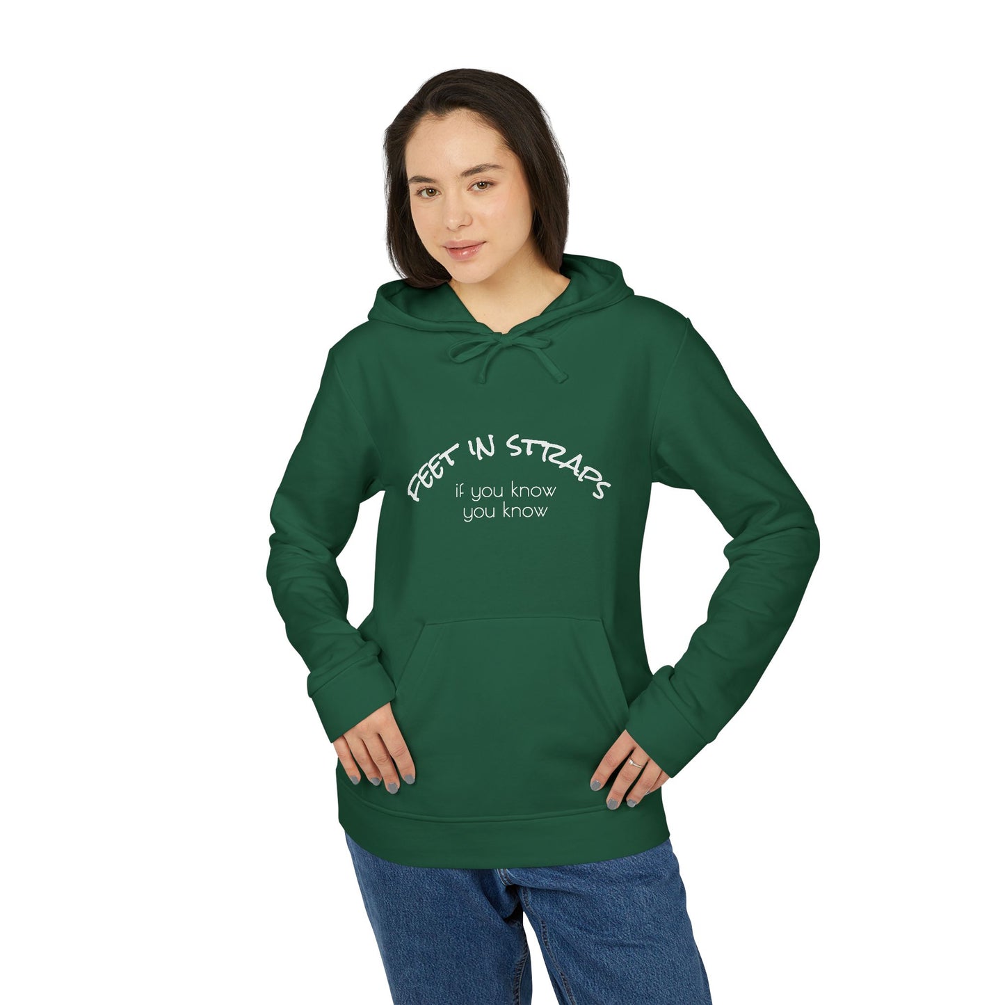 Feet in Straps Fleece Hoodie - white font in multiple colors