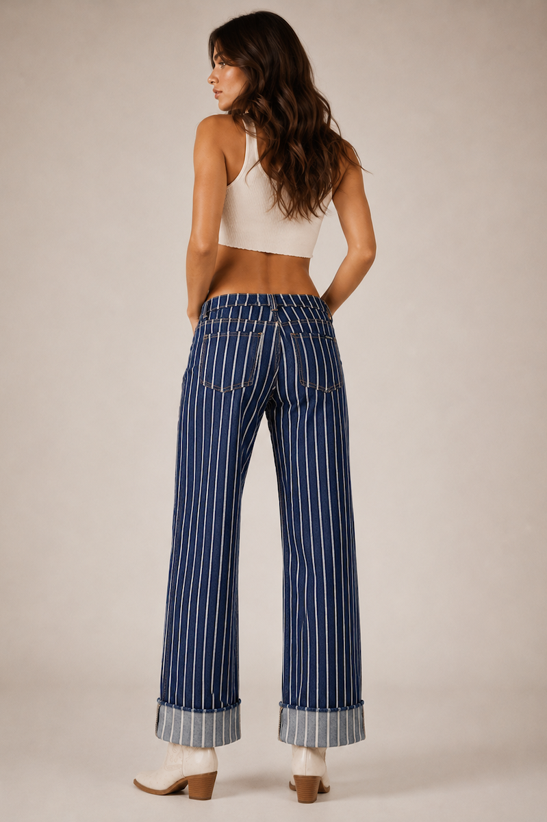 Star Chaser Low Rise by GJG Denim  in dark and light wash
