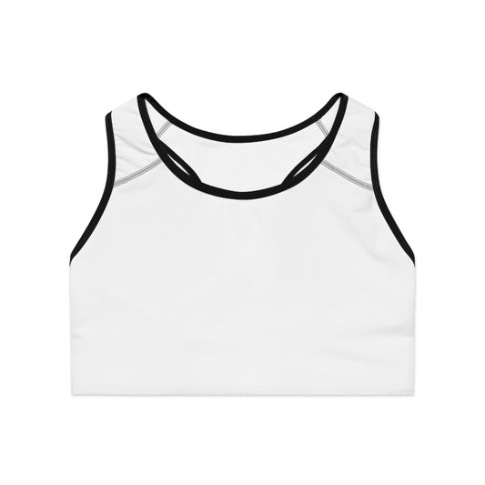 White Moisture-Wicking Sports Bra with White or Black Stitching