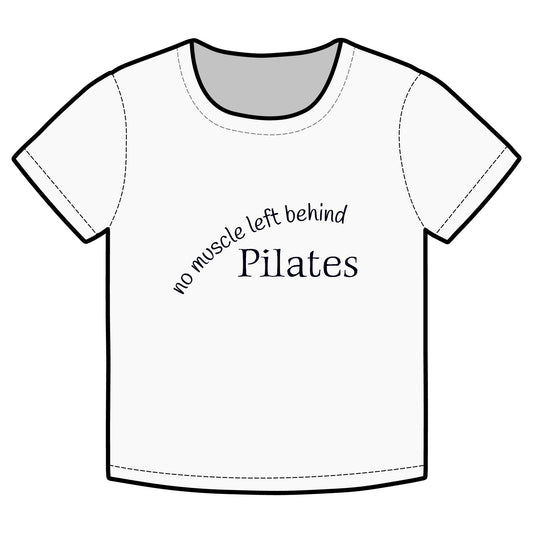 "No Muscle Left Behind: Pilates" Organic Ribbed Cotton Baby Tee - black font