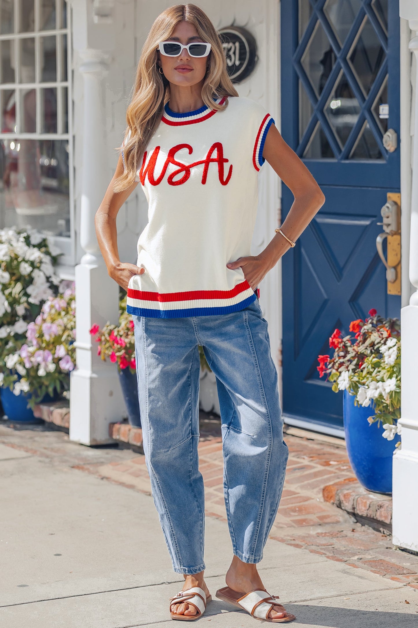 Peyton Trim USA Sweater