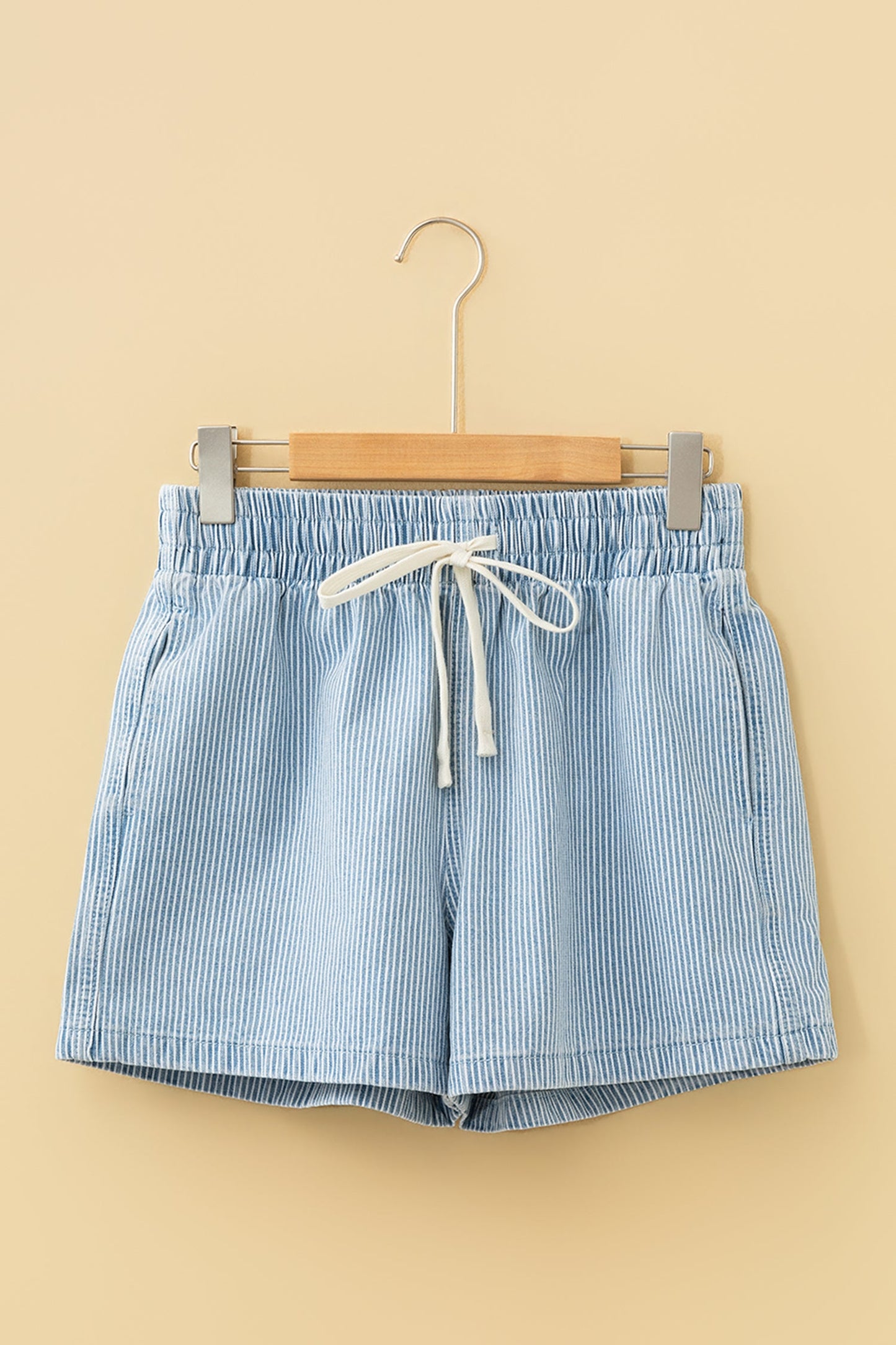 Honey Elastic Waist Shorts in sky blue