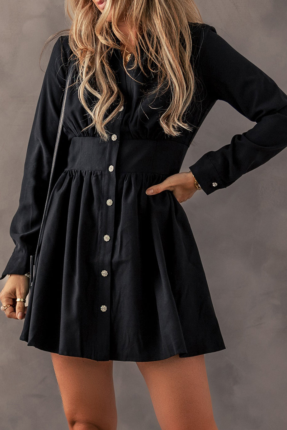 Cinched Waist Mini Shirt Dress