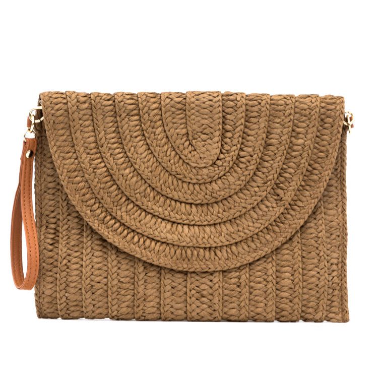 Straw Foldover Clutch in multiple colors