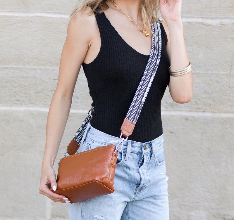 Aria Leather Compact Crossbody Bag in multiple colors