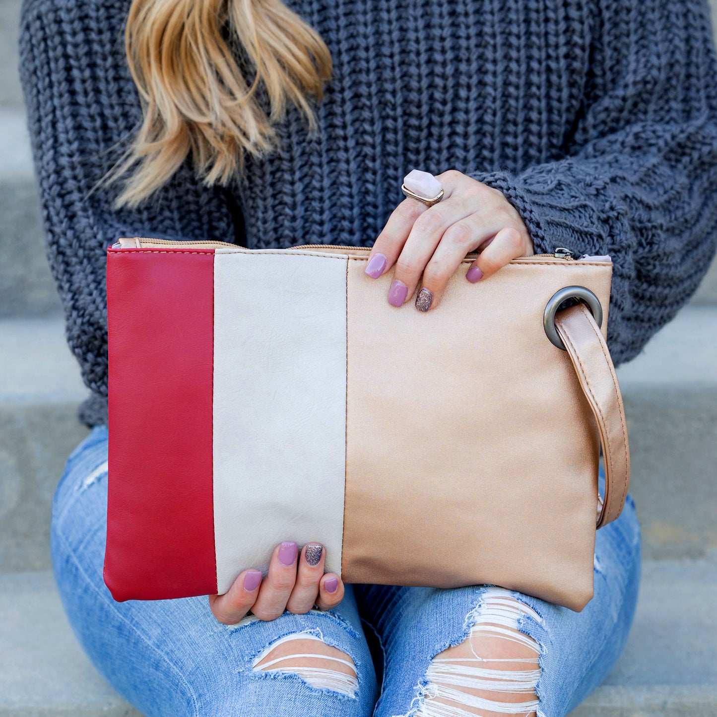 Oversize Color Block Clutch in multiple colors