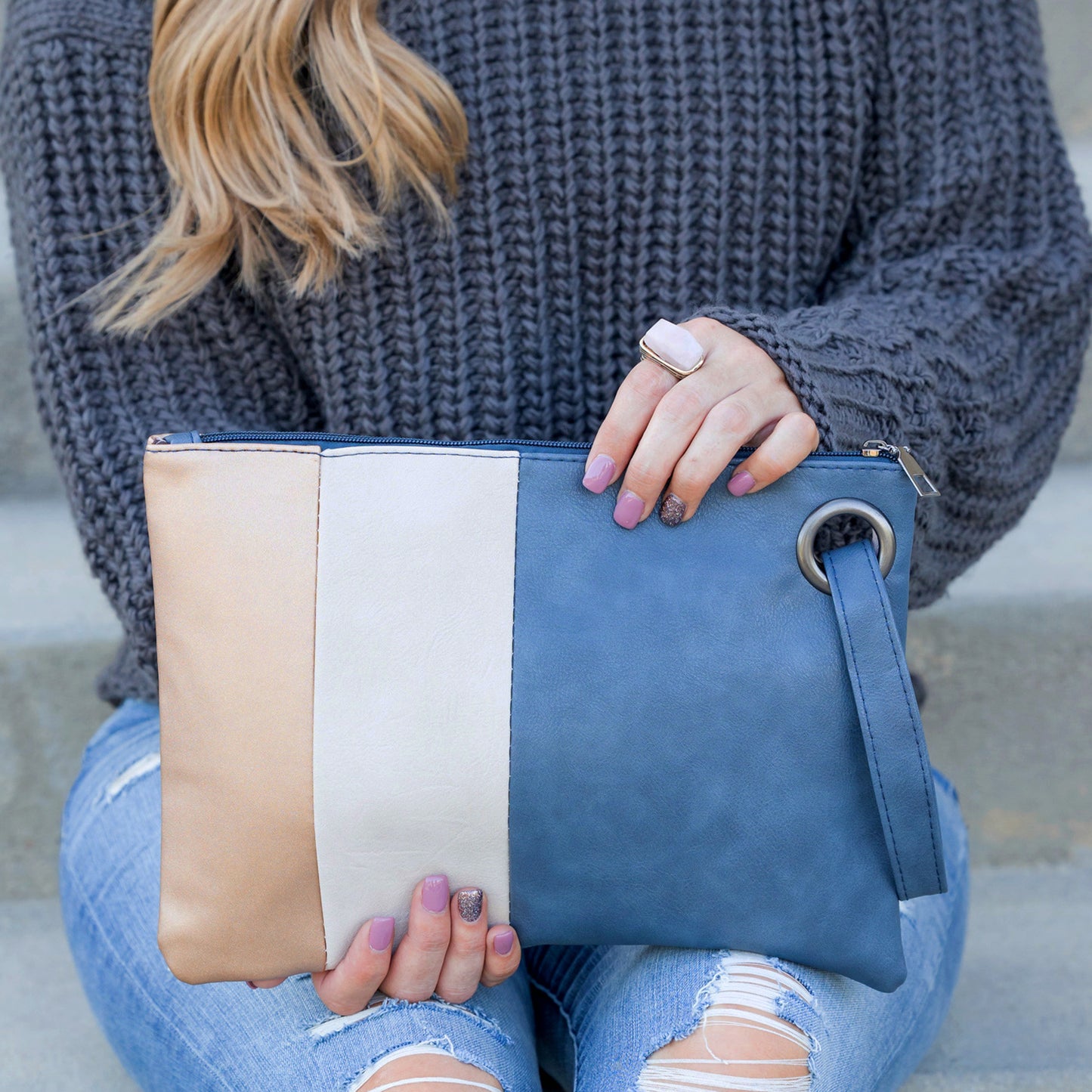 Oversize Color Block Clutch in multiple colors