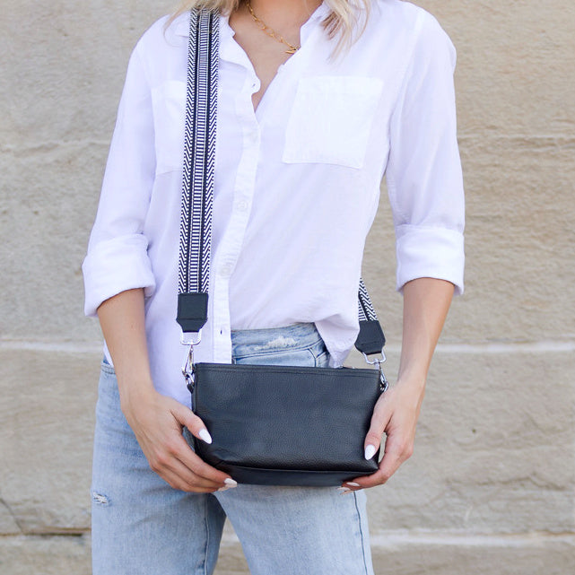 Aria Leather Compact Crossbody Bag in multiple colors