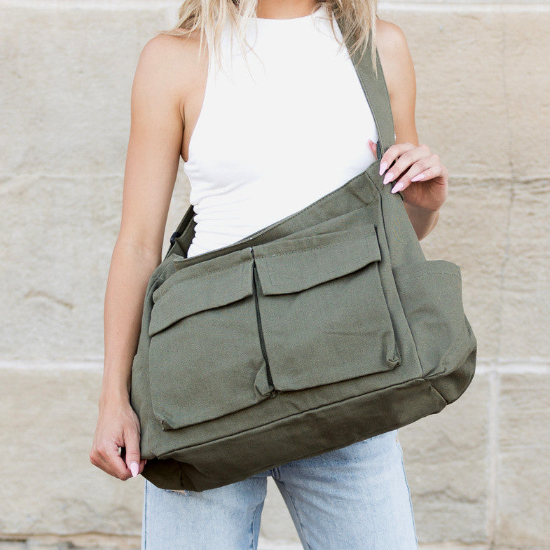 Nova Oversize Canvas Messenger Bag in multiple colors