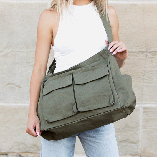 Nova Oversize Canvas Messenger Bag in multiple colors