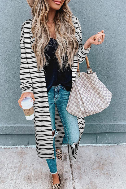 Striped Waffle Weave Duster Cardigan