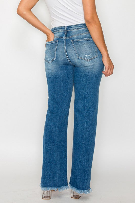 The Val Jean - Mid Rise Raw Hem Distressed Straight by bytos