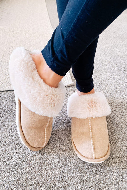 Faux Suede & Plush Slippers