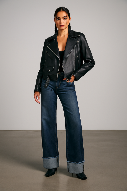 The Gary Jean (30" 32") - Low Rise Wide Leg Cuffed in Monterey Wash by GJG Denim