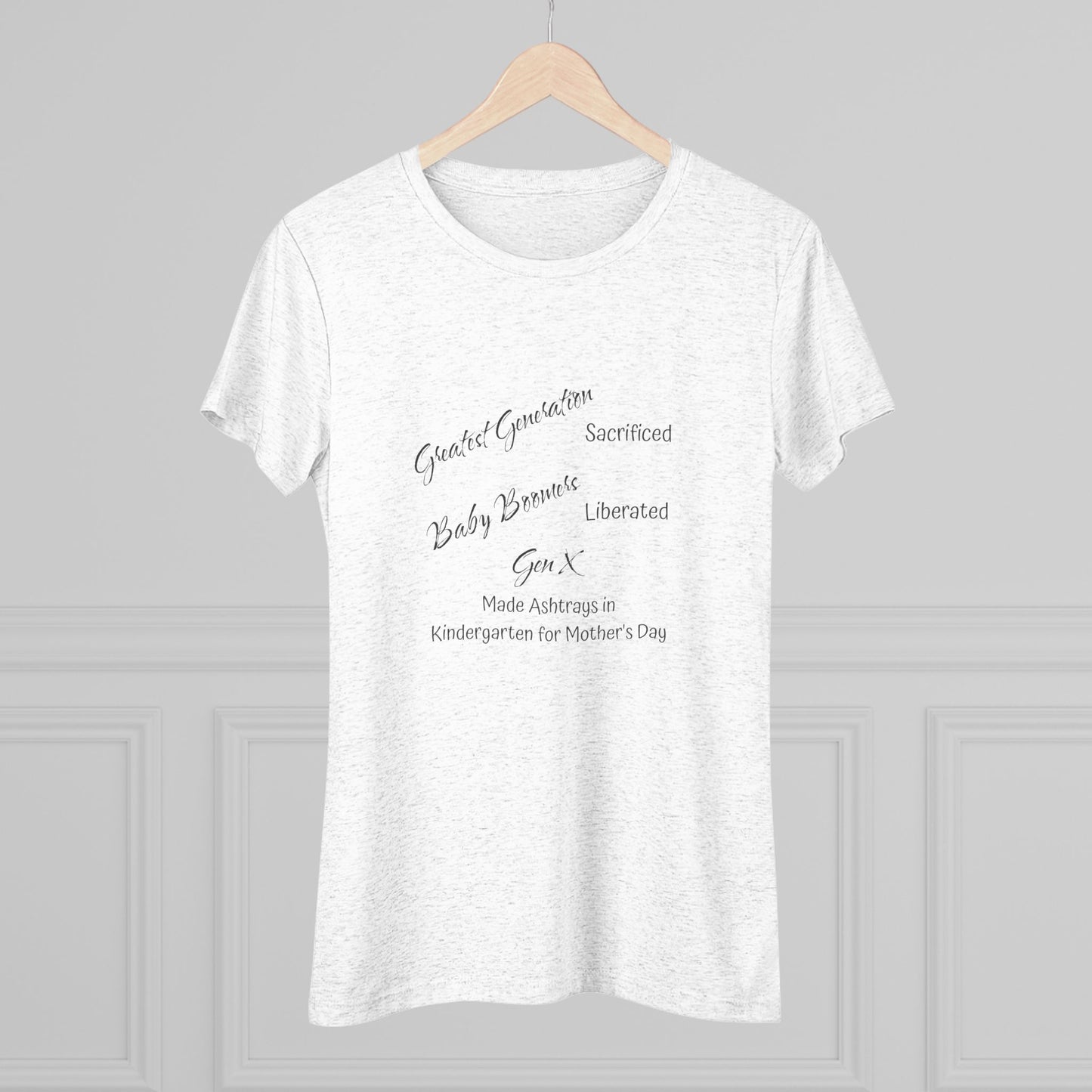 Gen X Ashtrays Triblend Slim Fit Softest Tee - black font in multiple colors