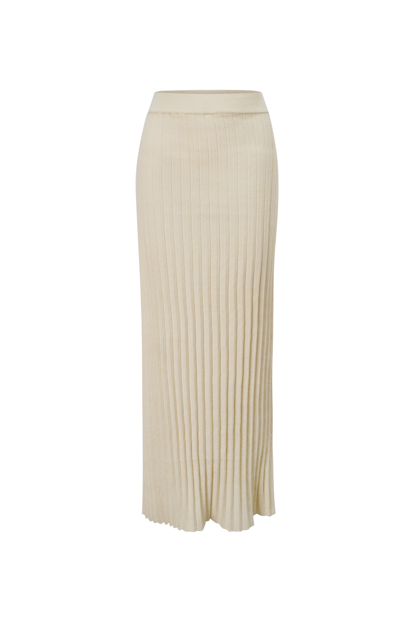 Knit Ribbed Maxi Skirt in Ivory-0