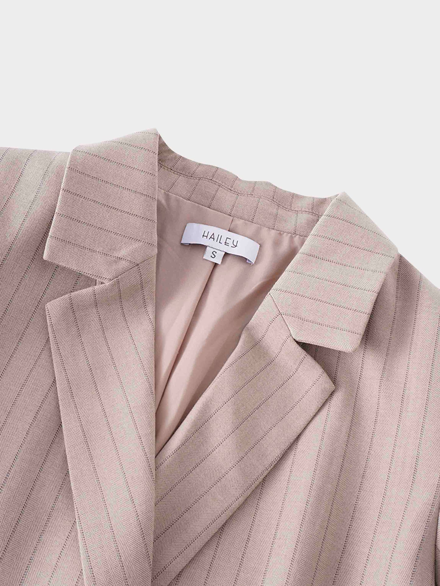 Double Breasted Pinstripe Jacket-Brown-4