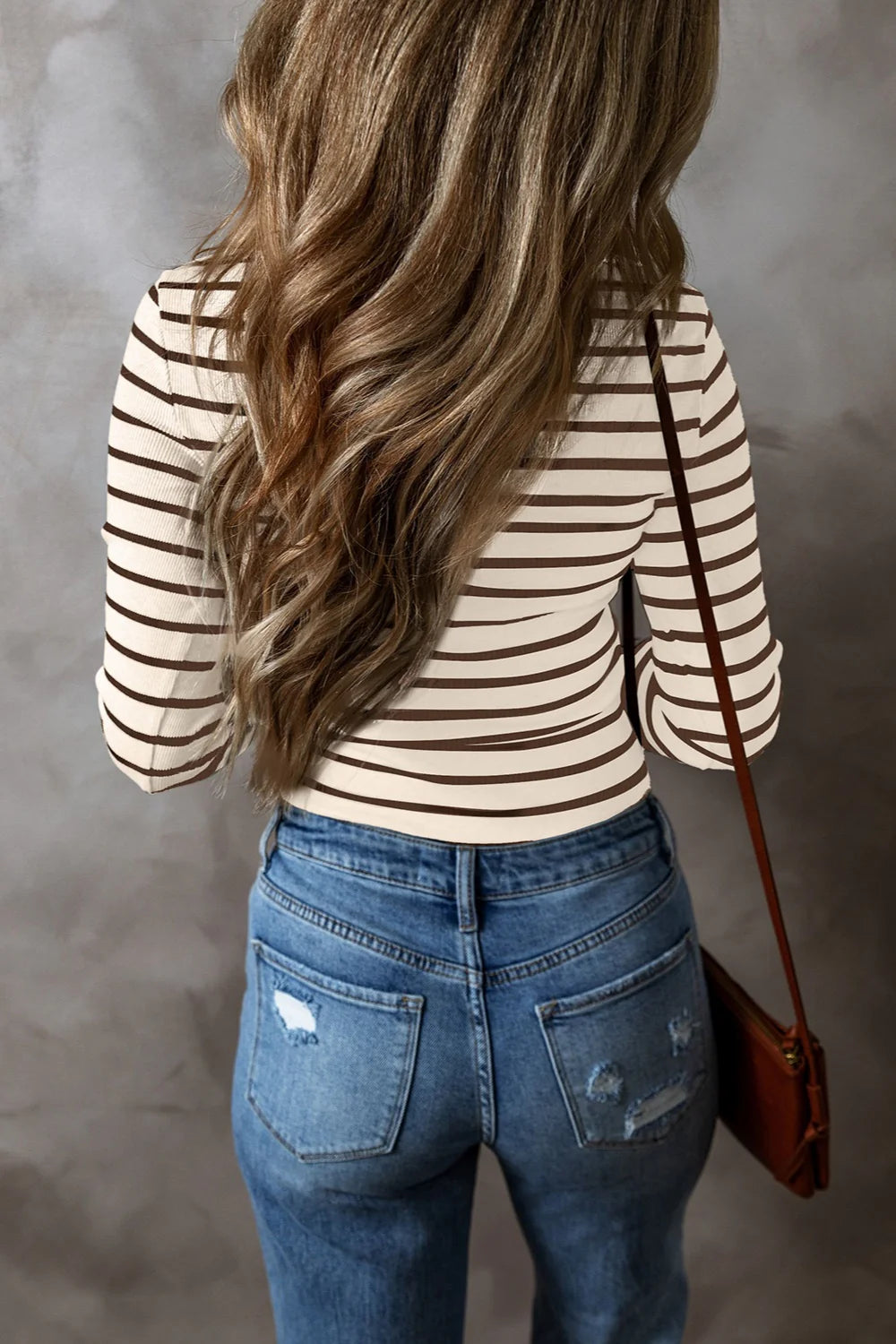 Striped V-Neck Long Sleeve Top in multiple colors