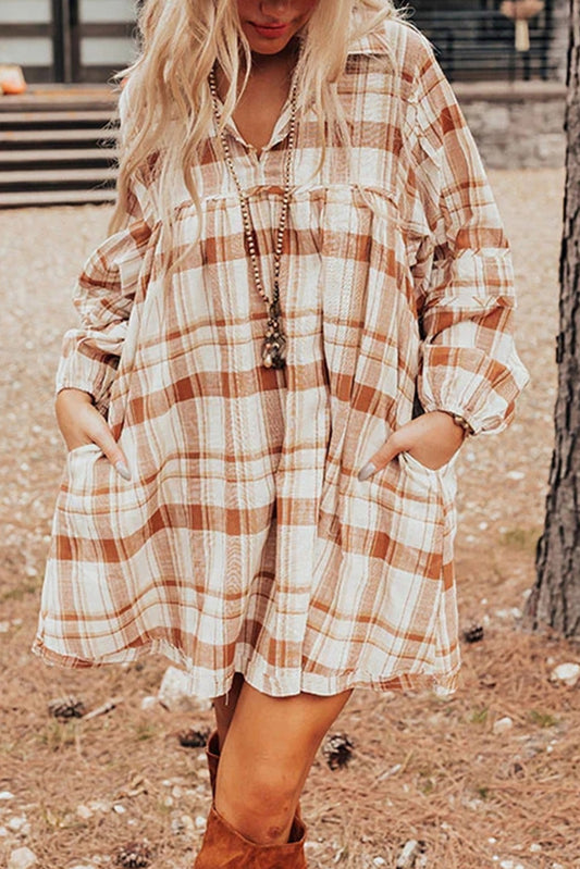 Plaid Babydoll Mini Dress