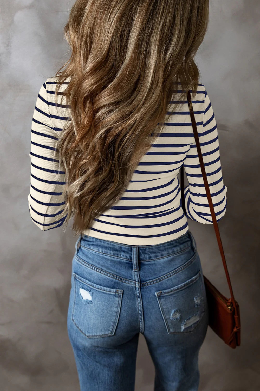 Striped V-Neck Long Sleeve Top in multiple colors