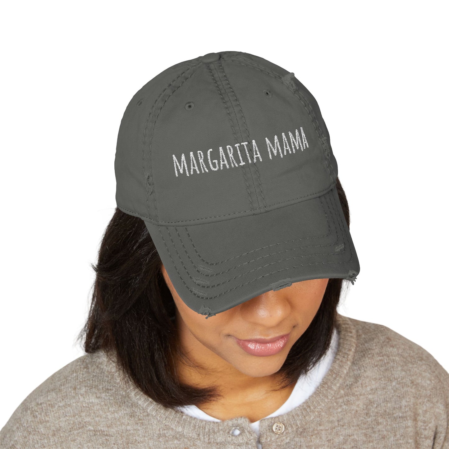 Margarita Mama Distressed Embroidered Cap - white font in multiple colors