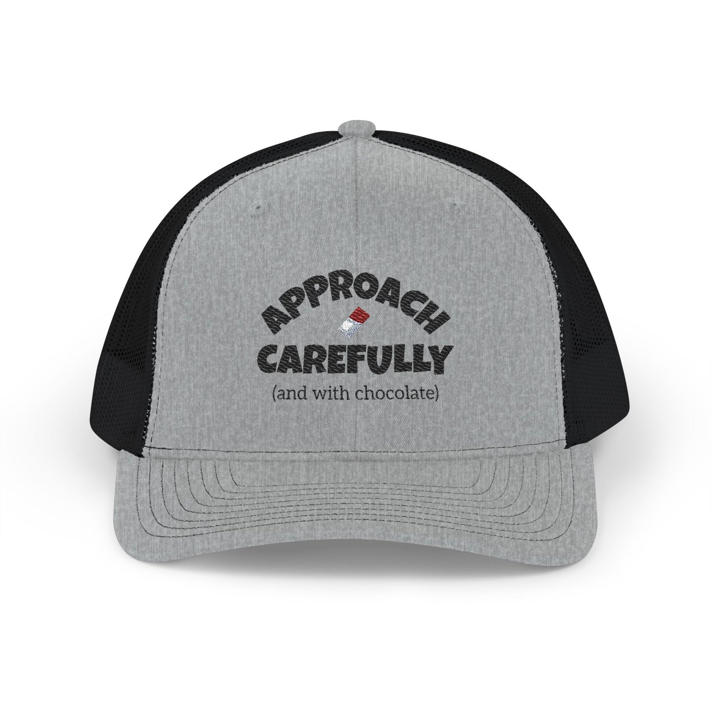 Approach with Chocolate Embroidered Snapback Trucker Cap - black font in multiple colors