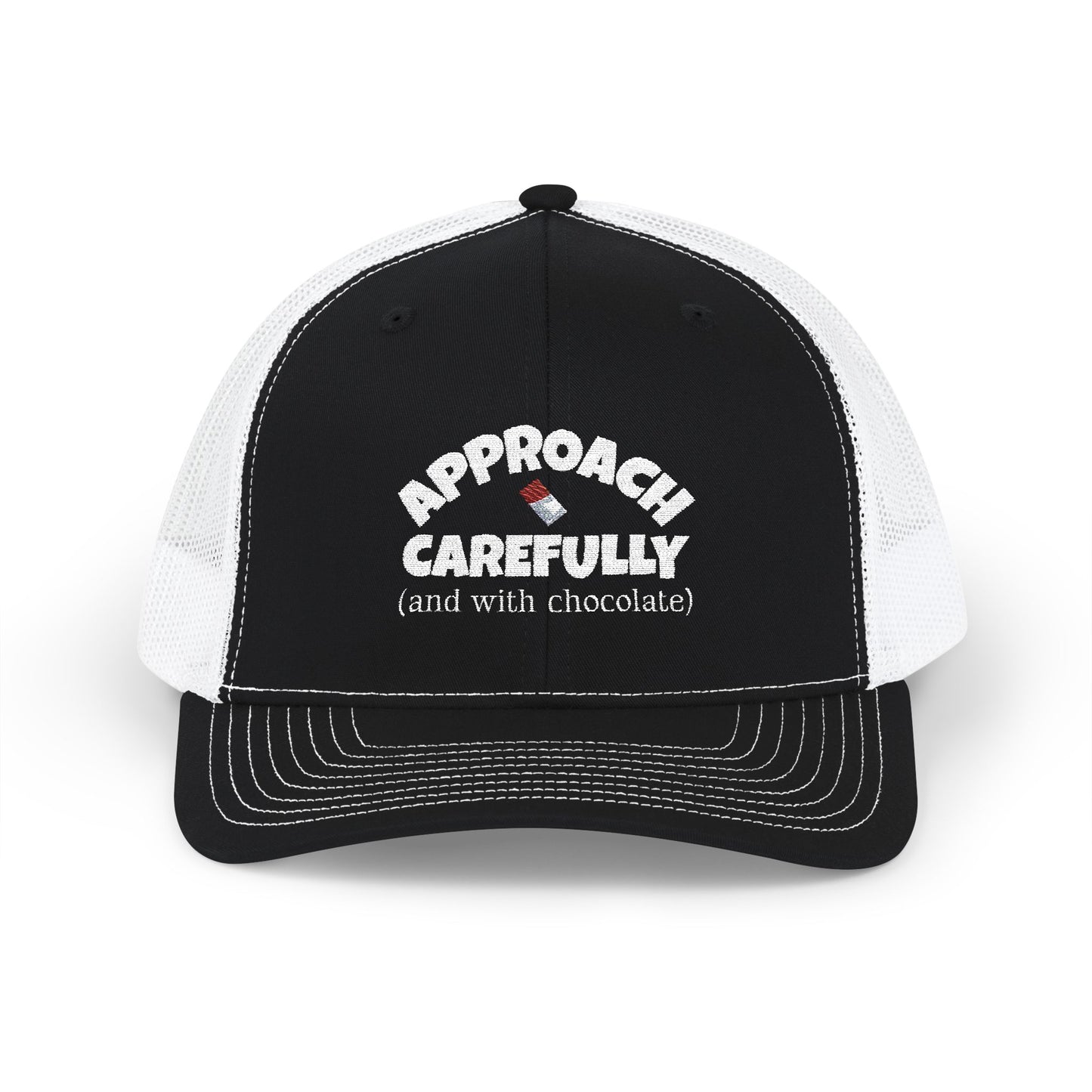 Approach with Chocolate Embroidered Snapback Trucker Cap - white font in multiple colors