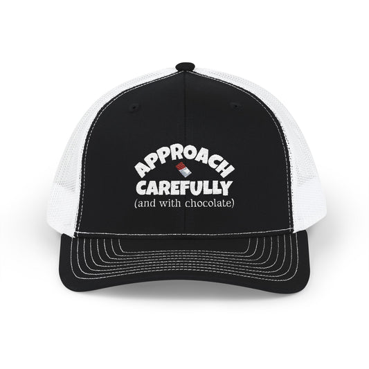 Approach with Chocolate Embroidered Snapback Trucker Cap - white font in multiple colors