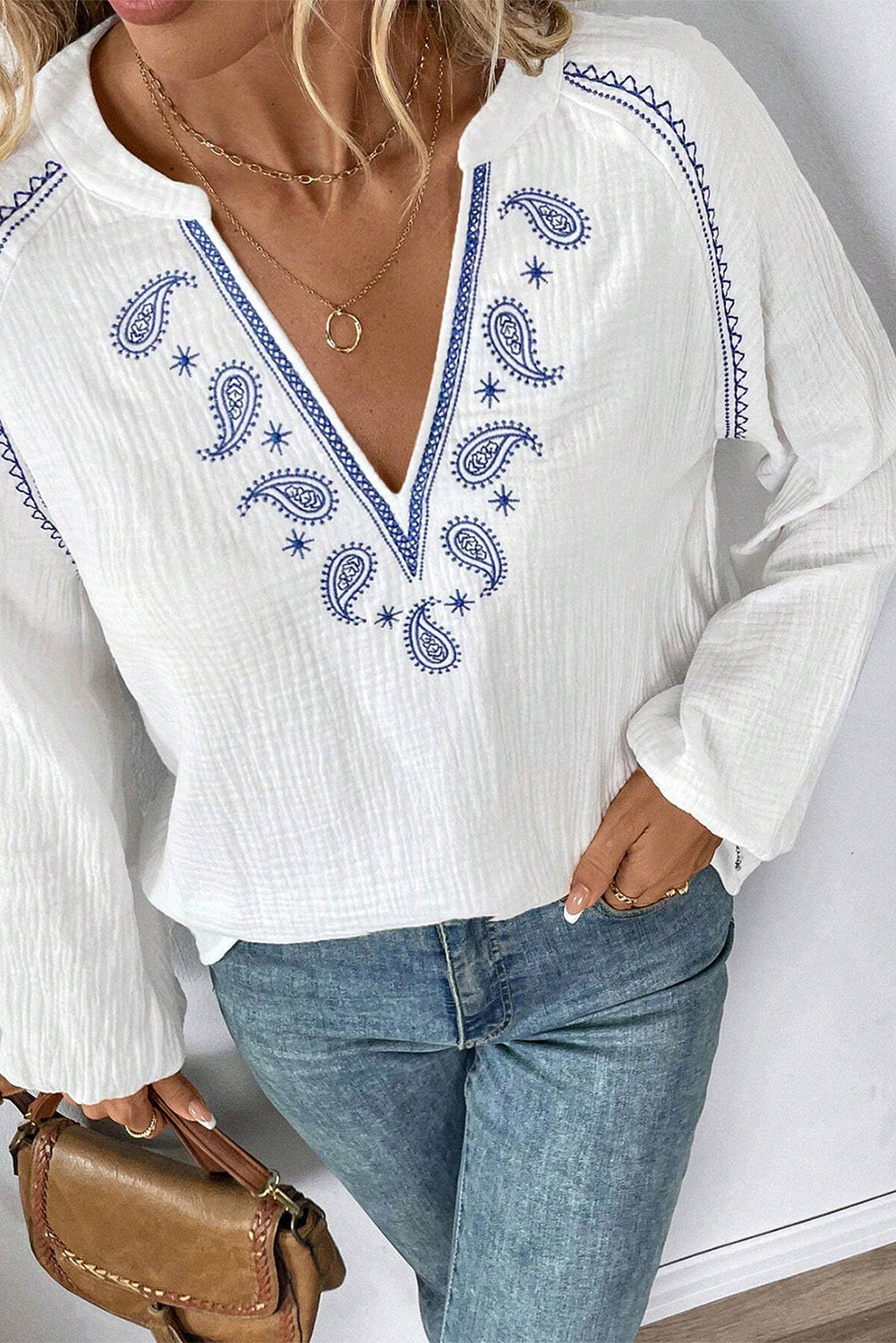 Paisley Embroidered Top