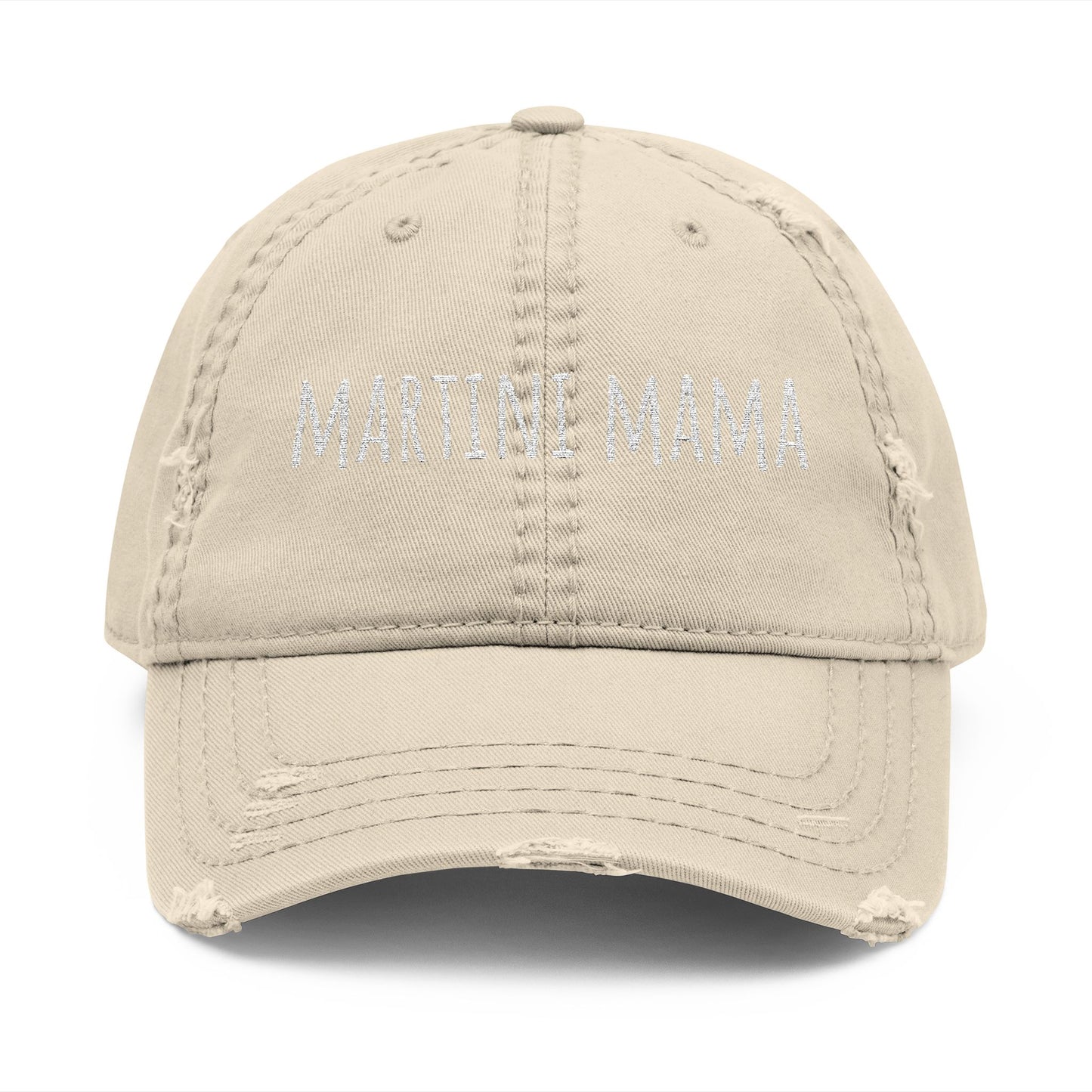 Martini Mama Distressed Embroidered Cap - white font in multiple colors